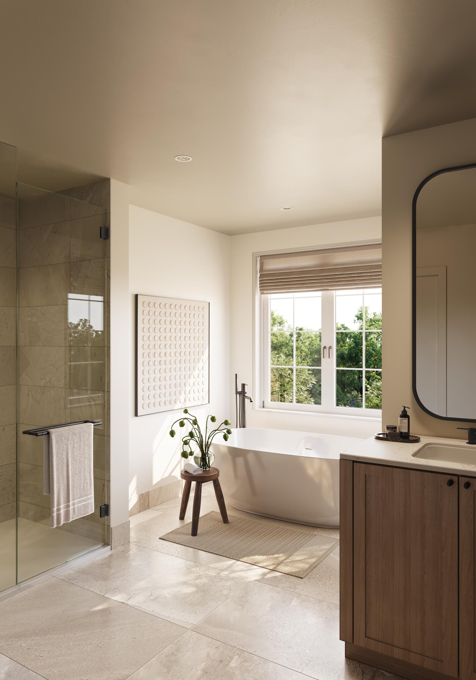 Spa-inspired ensuite with freestanding tub