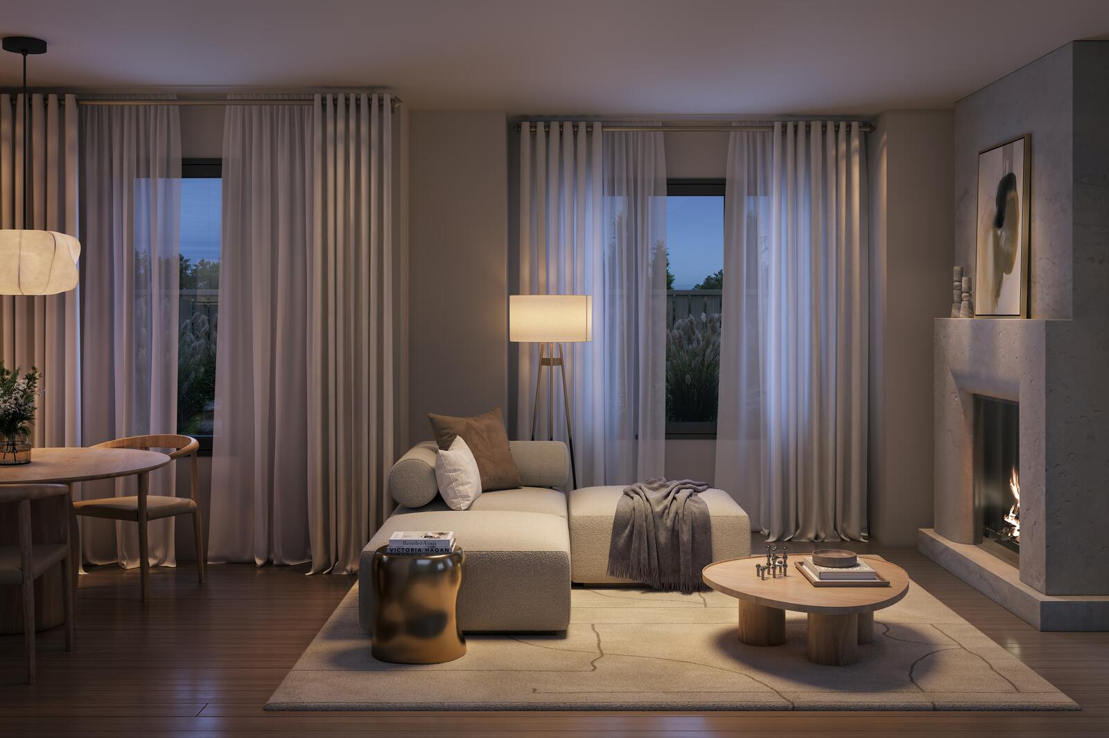Townhome living and dining area