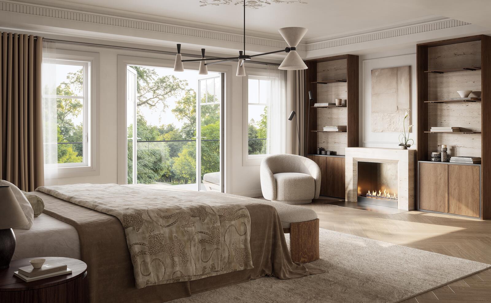 Primary bedroom with fireplace